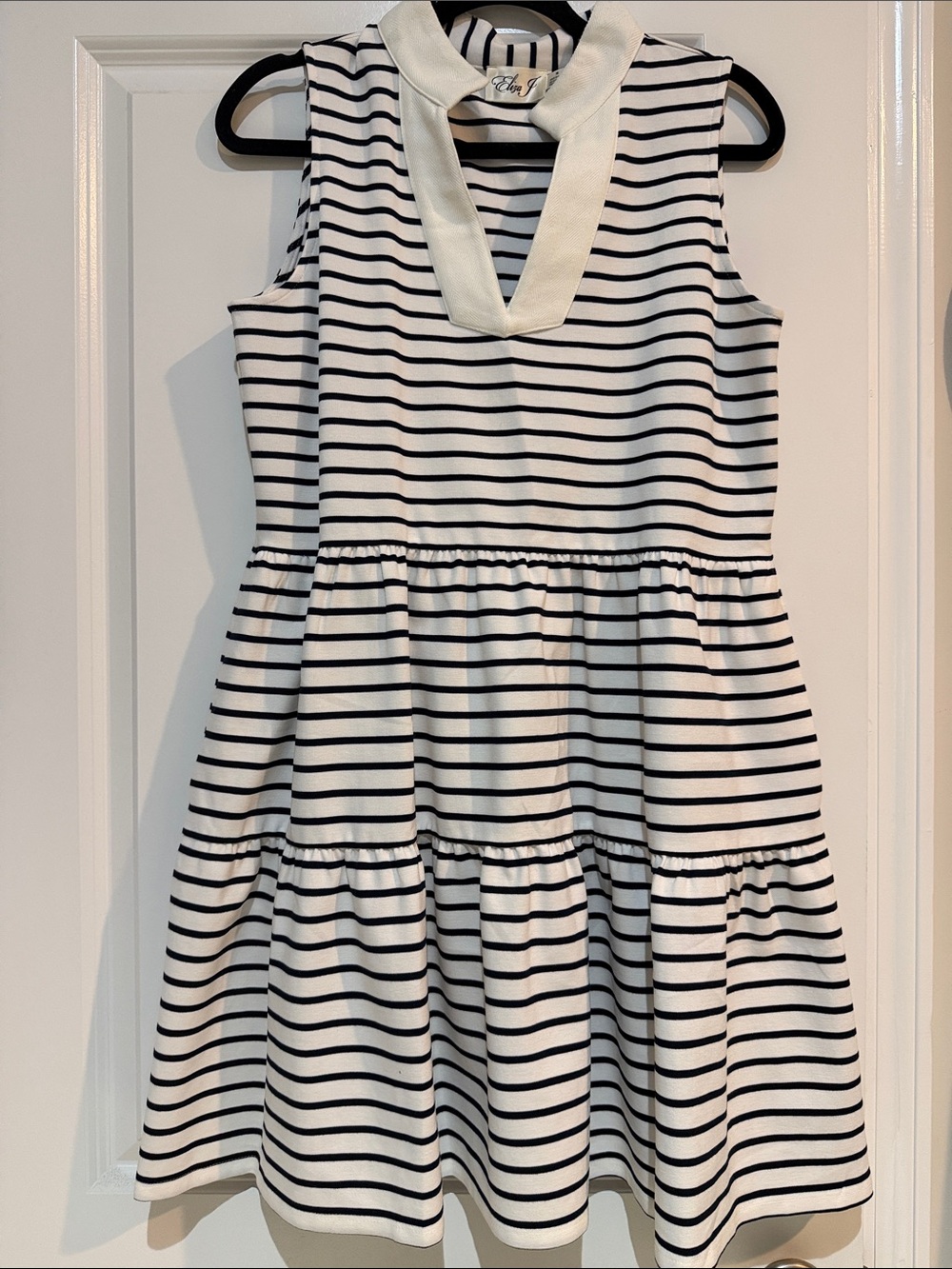 Eliza J Striped Sleeveless Tiered